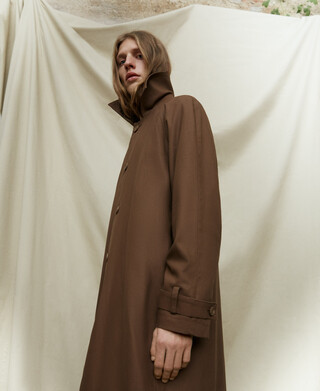 Oversize waxed cotton trench