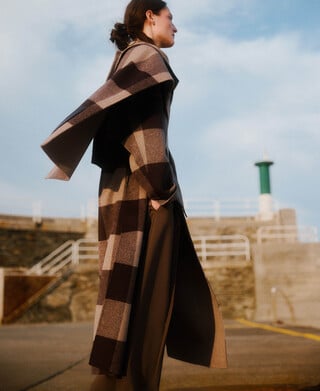 Abrigo doble faz cuadros mujer Abrigo doble faz cuadros mujer