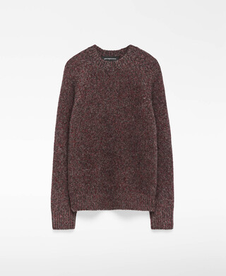 Crew collar melange knit sweater man