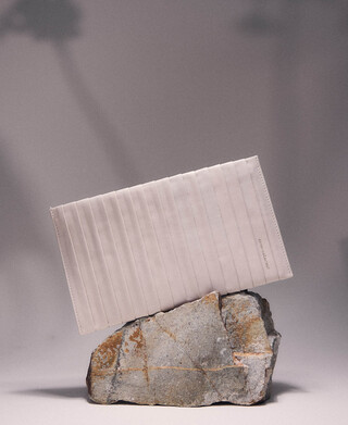 Rectangular pleated leather clutch