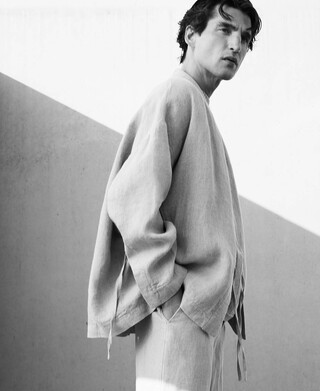 European linen wrap kimono jacket