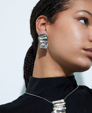 Pleated zinc earrings