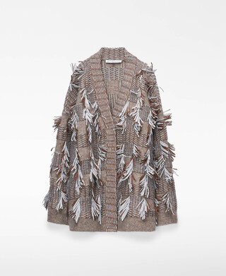 &Uuml;bergro&szlig;e Jacquard-Strickfransen