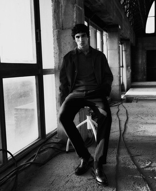 Regular fit long sleeve polo shirt man