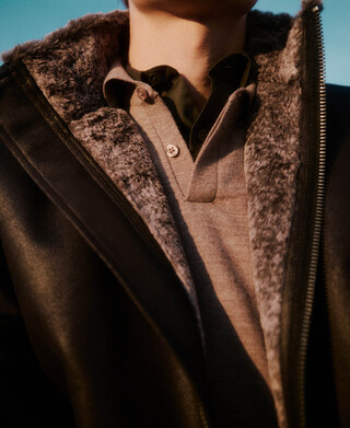 Regular fit long sleeve polo shirt man