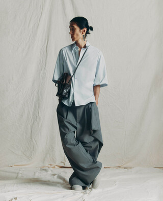 Cotton oversize short sleeve shirt