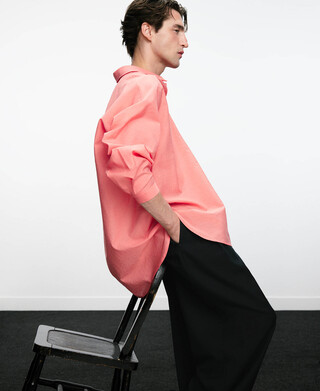 Half-placket oversize shirt