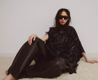 Asymmetrische Strick-Jacquard-Fransen