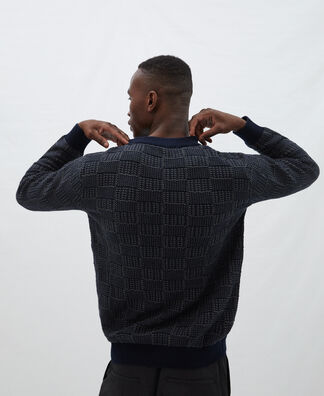 Cotton plaid structure sweater