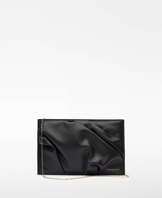 Leather ruched padded clutch