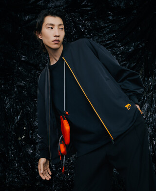Nylon bomber with backpack