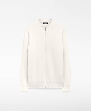 Organic cotton ribbed knit cardigan