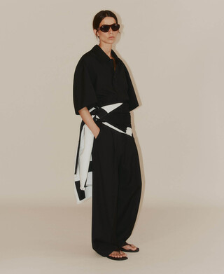 Bufanda bicolor maxi logo jacquard