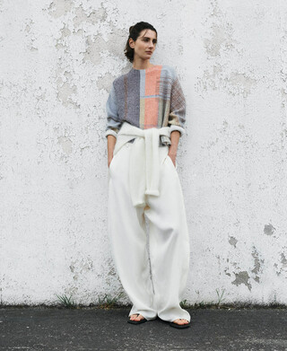 Bedruckter Strickpullover mit Rundhalsausschnitt