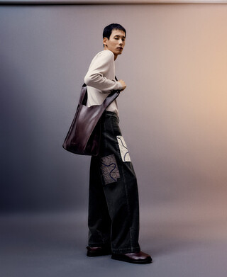 Sac cabas en cuir marron homme