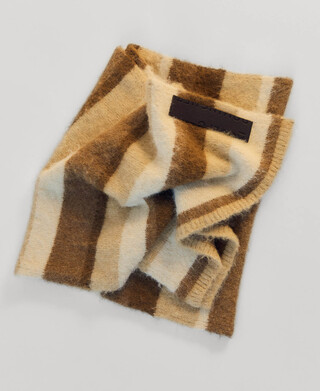 Brushed knit striped scarf woman