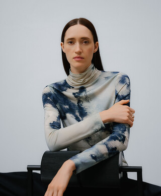 Funnel neck printed T-shirt woman Funnel neck printed T-shirt woman