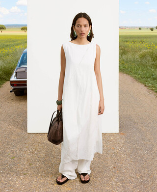 Vestido midi globo pinzas