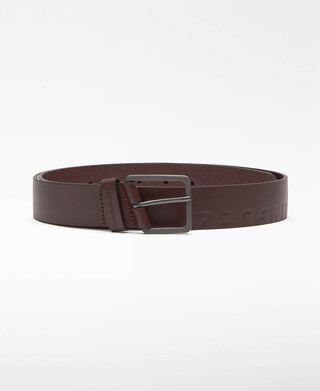 Engraved logo leather belt man