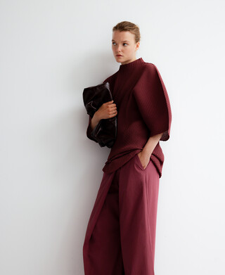 Perkins collar crinkle dress woman