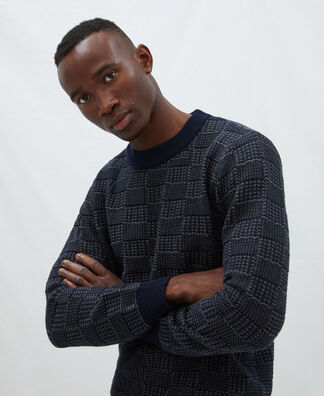 Cotton plaid structure sweater Cotton plaid structure sweater