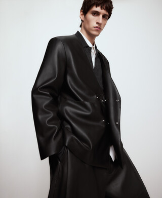 Leather-Non-Leather kimono jacket