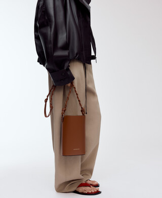 Bandolera vertical asa trenzada piel