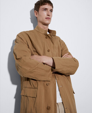 Cotton and metallized fiber trench coat Cotton and metallized fiber trench coat