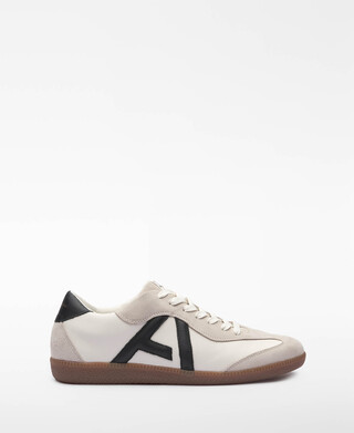 Leather and suede maxi logo sneaker