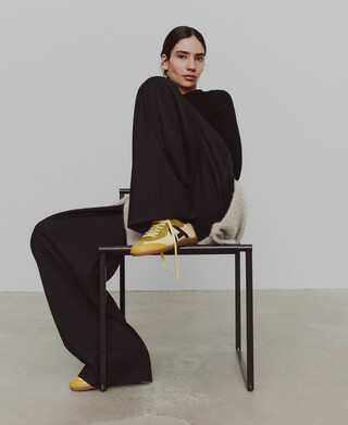 Maxi logo leather and suede sneaker