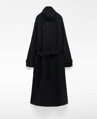 Casaco cruzado com gola alta para mulher