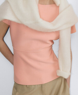 Peplum-Top aus Strick mit U-Boot-Ausschnitt