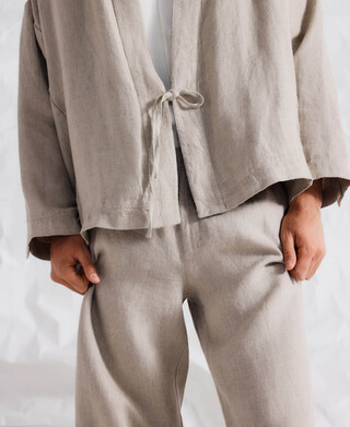 Chaqueta kimono cruzada lino europeo