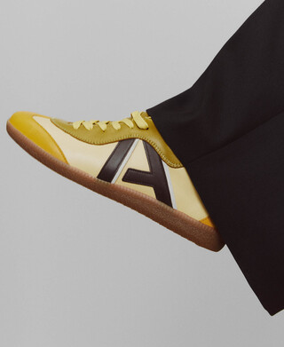 Maxi logo leather and suede sneaker