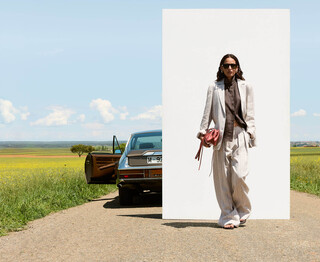 Blazer recto rayas lino europeo