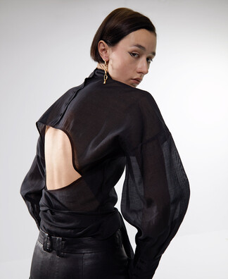 Shirt with lyocell bow Shirt with lyocell bow