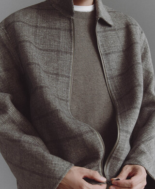 Wool blend double-faced checkered jacket