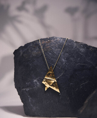 Folded triangular pendant necklace