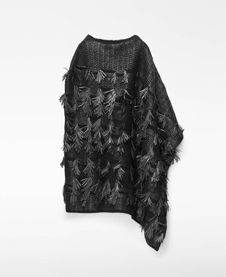 Asymmetrische Strick-Jacquard-Fransen
