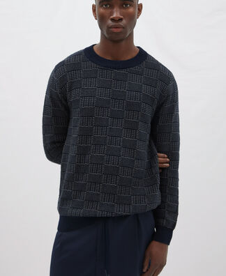 Cotton plaid structure sweater Cotton plaid structure sweater