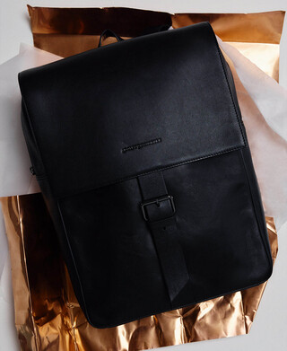 Leather compact backpack man