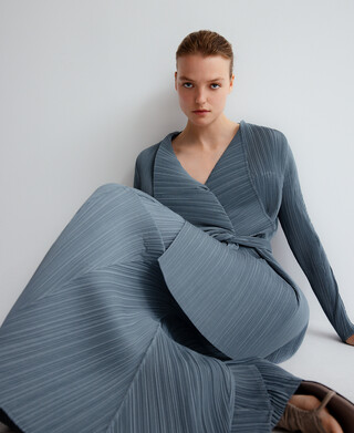 Crinkle palazzo trousers woman