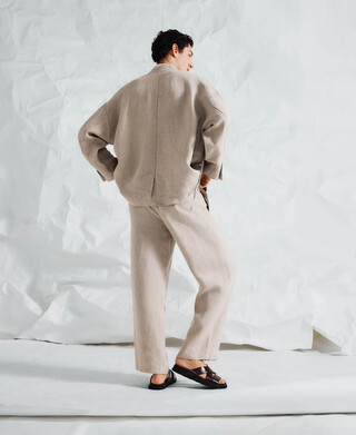 Chaqueta kimono cruzada lino europeo