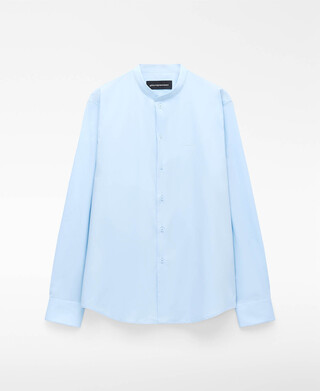 Cotton regular fit mandarin collar shirt