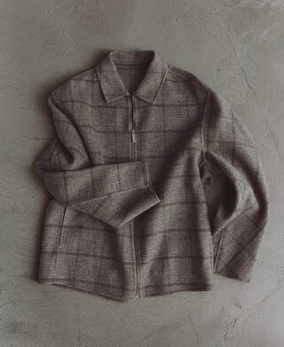 Wool blend double-faced checkered jacket
