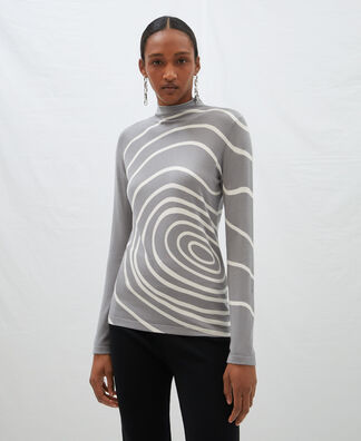 Viscose and nylon spiral sweater
