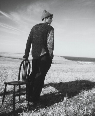 Crew collar melange knit sweater man