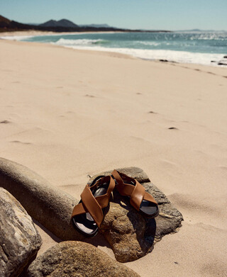 Leather padded-strap sandals