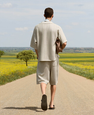 Raffia texture oversize bermuda shorts