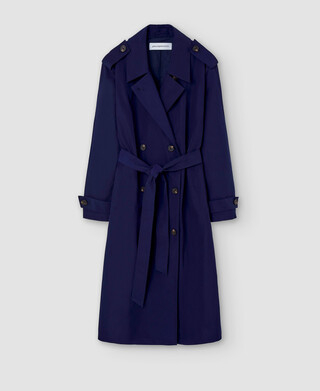 Polyester long trench coat